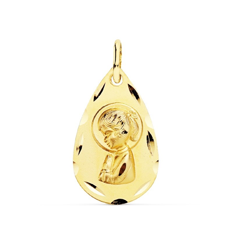 Medalla oro 18 kilates Virgen niña lagrima