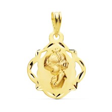 Medalla Virgen Niña 18 kilates calada