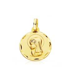 Medalla Virgen Niña redonda 18k