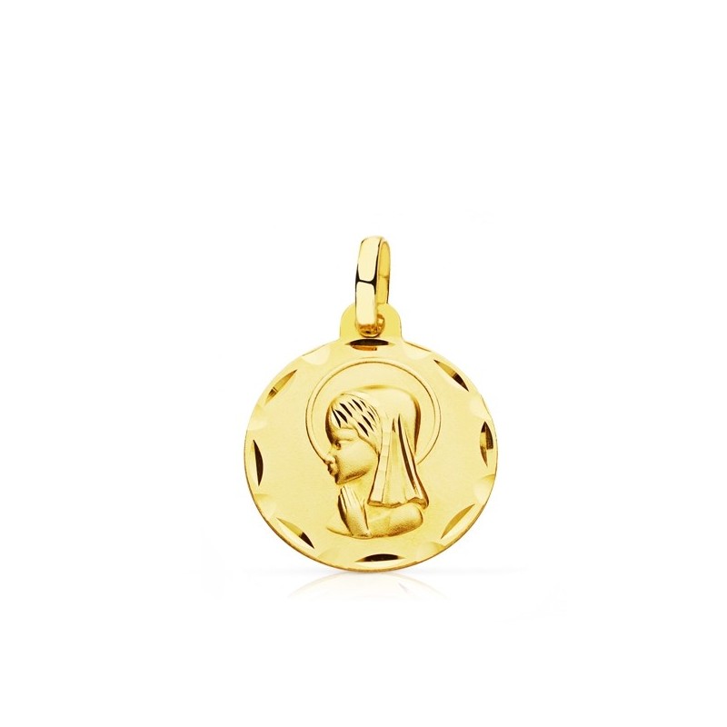 Medalla Virgen Niña redonda 18k