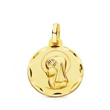 Medalla Virgen Niña redonda 18 kilates