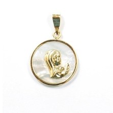 Medalla Virgen niña oro y nácar
