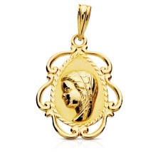 medalla virgen niña forma lagrima calada
