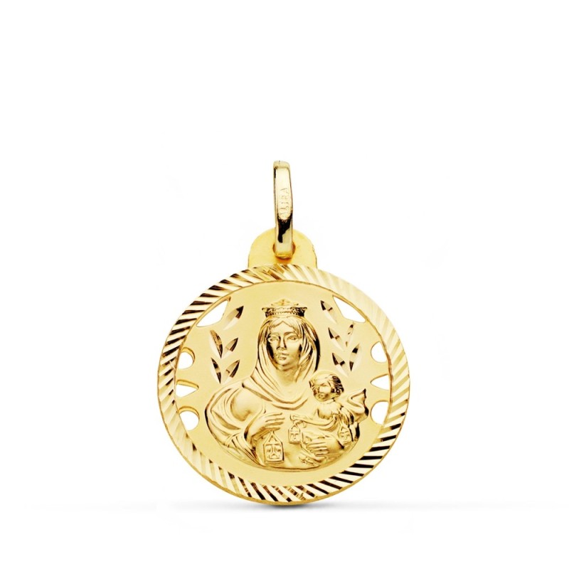 Medalla oro Virgen del Carmen redonda 20mm