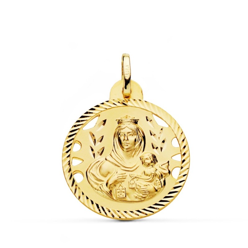 Medalla oro 18 kilates  Virgen del Carmen Calada 24mm