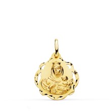 Medalla oro Virgen del Carmen Calada pandereta 18 mm
