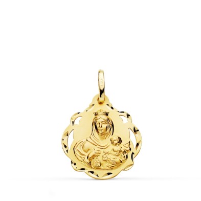 Medalla oro Virgen del Carmen Calada pandereta 18 mm Medalla oro Virgen del Carmen Calada pandereta 18 mm