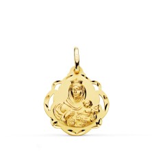 Medalla de oro Virgen del Carmen pandereta 20mm