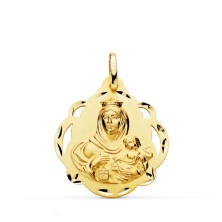 Medalla oro 18k Virgen del Carmen Calada 24mm