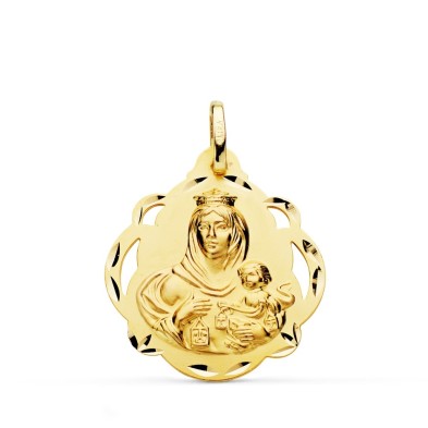 Medalla oro 18k Virgen del Carmen Calada 24mm Medalla oro 18k Virgen del Carmen Calada 24mm