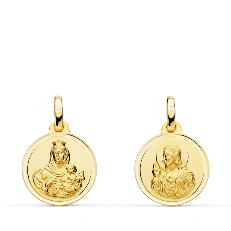 Medalla oro Escapulario 14mm filo liso