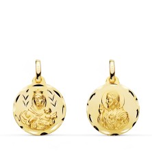 Medalla oro virgen del carmen y corazon de jesus 16mm