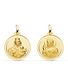 Medalla de oro 18k Escapulario 18mm filo liso