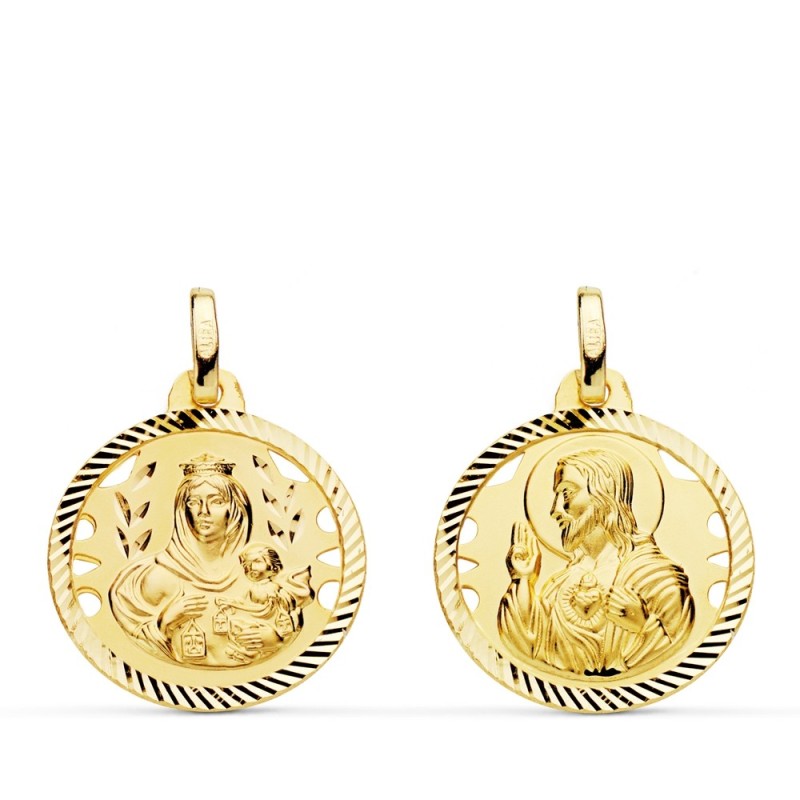 Medalla oro 18k Escapulario Calada 18mm