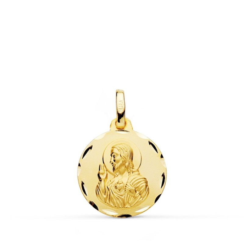 Medalla oro 18k Corazón de Jesús 16mm