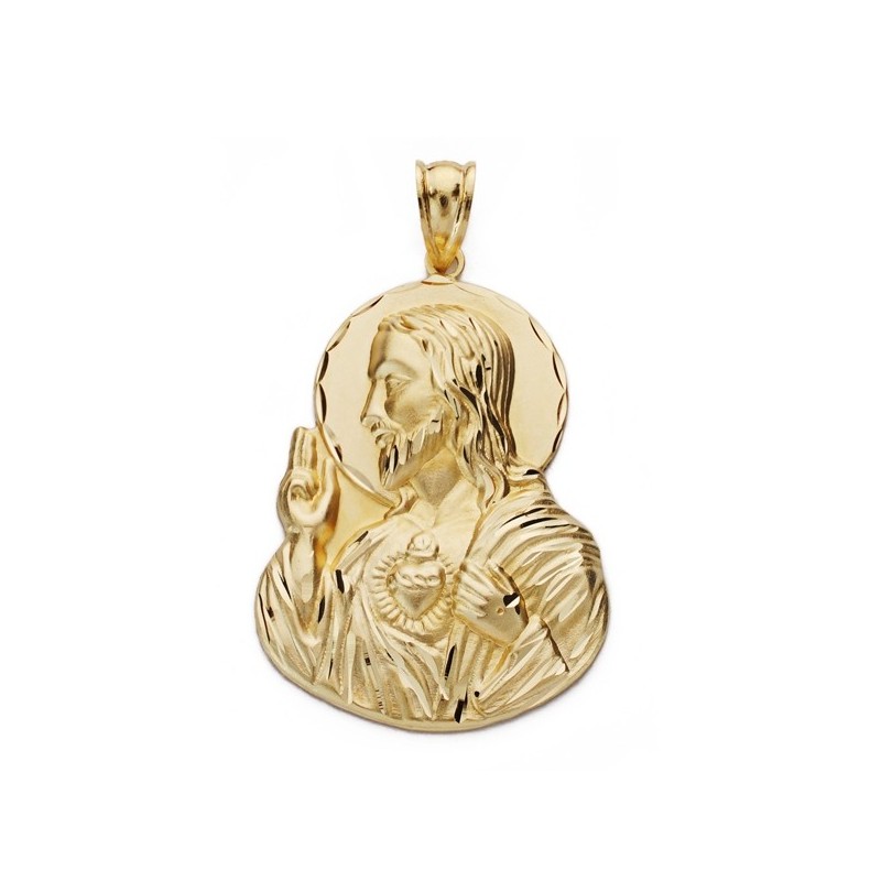 Medalla oro 18k Corazón de Jesús Silueta