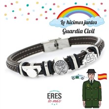 Pulsera de la Guardia Civil de plata y Cuero