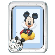 Portafoto Mickey con Inicial Celeste, fotografía 13x18 cm.