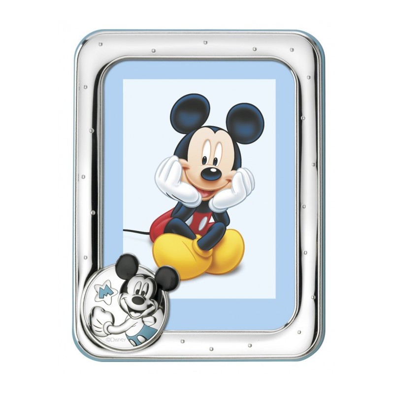 Portafoto Mickey con Inicial Celeste, fotografía 13x18 cm.