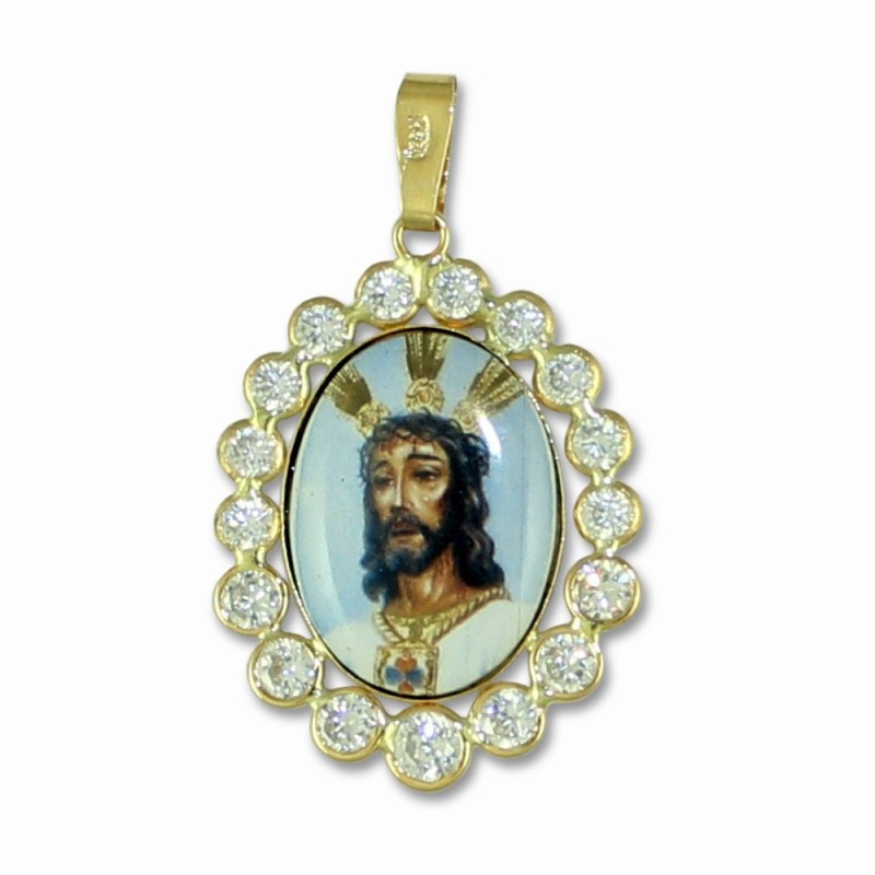 Medalla Cautivo porcelana oro 18 klt