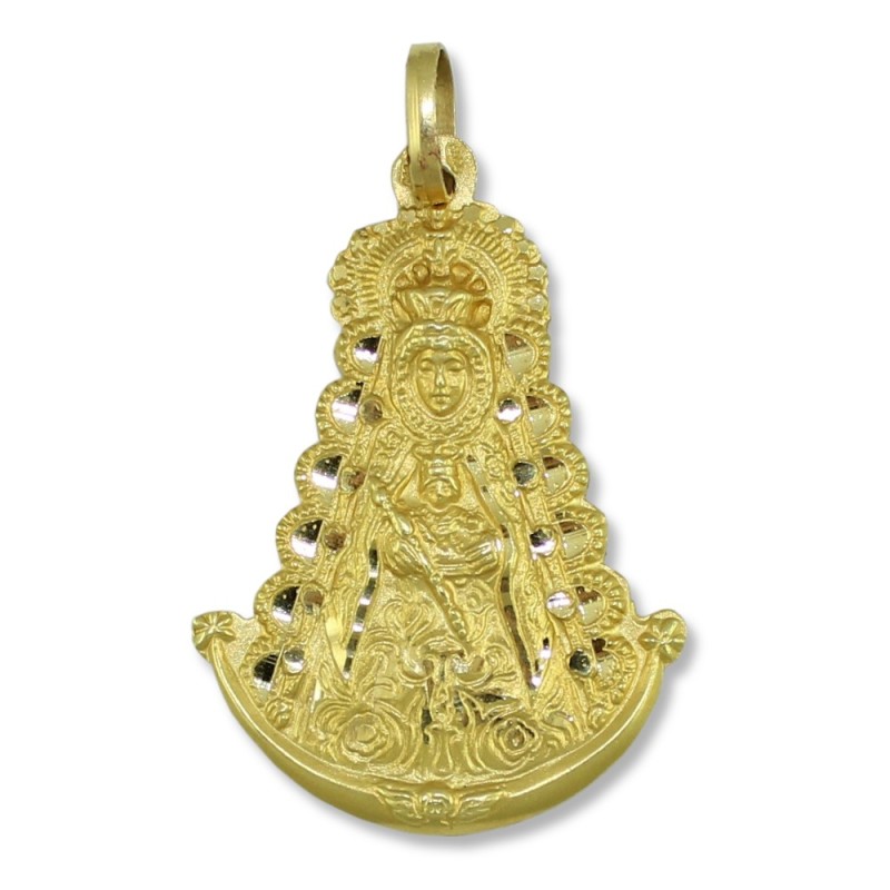 Medalla Virgen del Rocio 37 x 26 mm oro 18k silueta