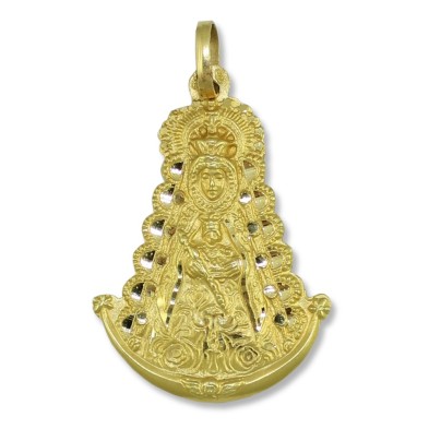 Medalla Virgen del Rocio 37 x 26 mm oro 18k silueta Medalla Virgen del Rocio 37 x 26 mm oro 18k silueta