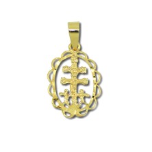 Medalla Cruz de Caravaca filo rizado 18k
