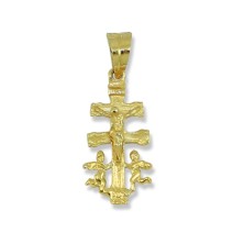 colgante Cruz de Caravaca relieve Oro 18k 2º tamaño