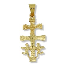 colgante Cruz de Caravaca relieve de Oro 18k 3º tamaño