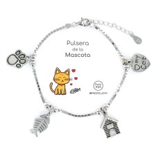 Pulsera de la Mascota, fabricada en Plara de Primera Ley con cuatros charms