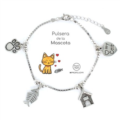 Pulsera de la Mascota, fabricada en Plara de Primera Ley con cuatros charms Pulsera de la Mascota, fabricada en Plara de Primera Ley con cuatros charms