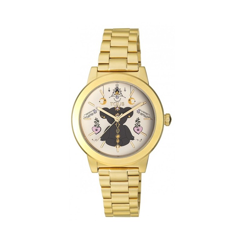 Reloj Tous 100350705 con caja y brazalete de acero en dorado y esfera con detalle de colores