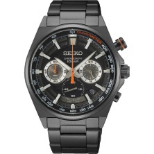 Reloj Seiko de Hombre SSB399P1, con caja y brazalete de acero en color gris y esfera gris con detalles y naranja con cronografo