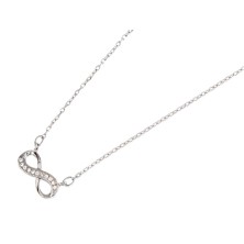 Collar infinito con circonitas, fabricado en plata de 1ª Ley.