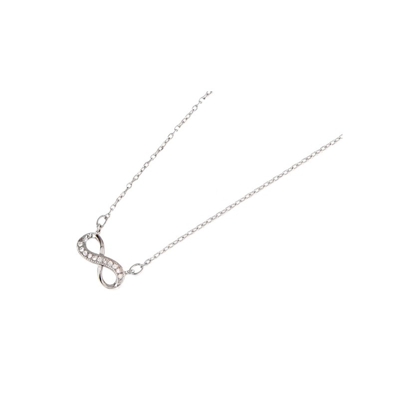 Collar infinito con circonitas, fabricado en plata de 1ª Ley.