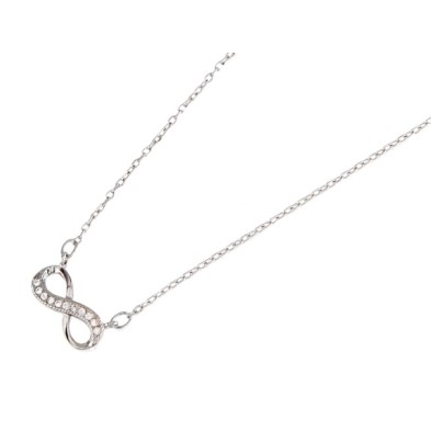 Collar infinito con circonitas, fabricado en plata de 1ª Ley.