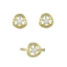 Juego comunión oro 18k circonitas