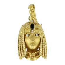 Diosa Egipcia con asa con forma de halcon, y ojos y corona con piedras.<BR>Fabricado en oro de 18 kilates
