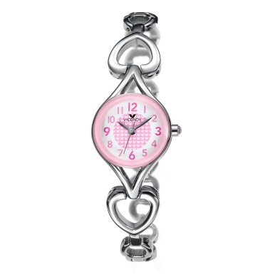 Reloj para niña viceroy 40682-74, caja y correa de acero, con bisel y números en rosa.