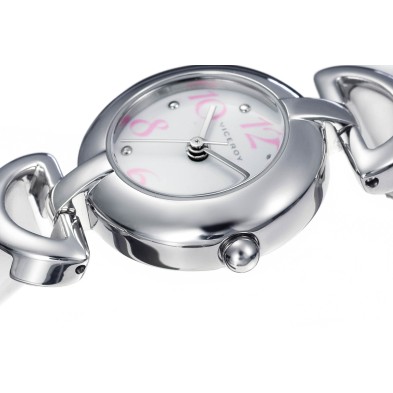 Reloj viceroy 46808-05 para niña.
Caja en acero con los numeros en rosa y correa de piel blanca.