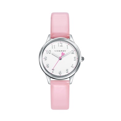 Reloj viceroy 461126-05 para niña con caja de acero y correa en piel rosa, mas altavoz inalambrico blanco.