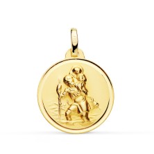 Medalla San Cristobal 18 mm oro 18k bisel