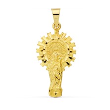 Medalla 35 x 18 mm Virgen del Pilar oro 18k silueta