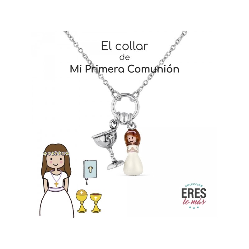 Collar&nbsp;para niña de comunion&nbsp;Promojoya.&nbsp;<BR>Fabricado en&nbsp;plata de 1ª ley.&nbsp; <BR>Cadena forzada con&nbsp;