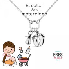 Collar de la maternidad Promojoya.&nbsp;<BR>Fabricado en&nbsp;plata de 1ª ley.&nbsp; <BR>Cadena forzada con&nbsp;colgantes de la