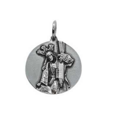Medalla del Cristo de la misericordia, llamado en Málaga El Chiquito.<BR>Tamaño 21 mm. fabricada en plata de 1ª Ley.