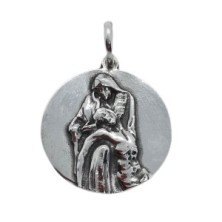 Medalla de la Virgen de la piedad, tamaño 17 mm.<BR>Fabricada en plata de Ley.