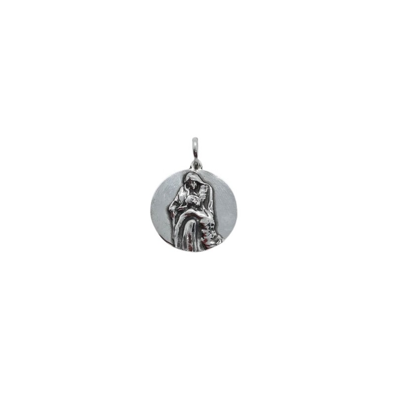 Medalla de la Virgen de la piedad, tamaño 17 mm.<BR>Fabricada en plata de Ley.
