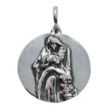 Medalla de la Virgen de la piedad, tamaño 2m mm.<BR>Fabricada en plata de 1ª Ley.
