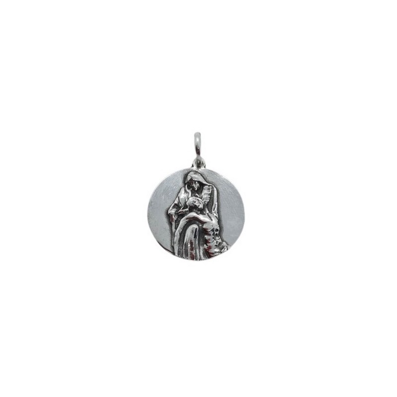 Medalla de la Virgen de la piedad, tamaño 2m mm.<BR>Fabricada en plata de 1ª Ley.
